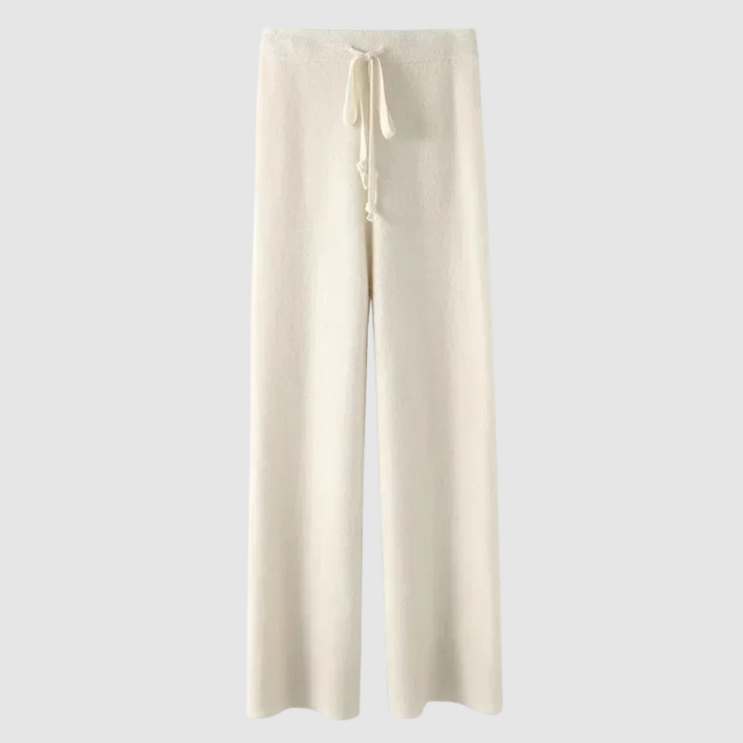 Comfortabele Gebreide Broek met Hoge Taille en Wijde Pijpen