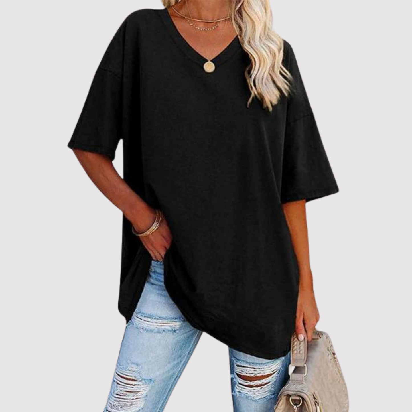 Dames T-shirt V-hals Zomerse Korte Mouw Comfortabele Stof