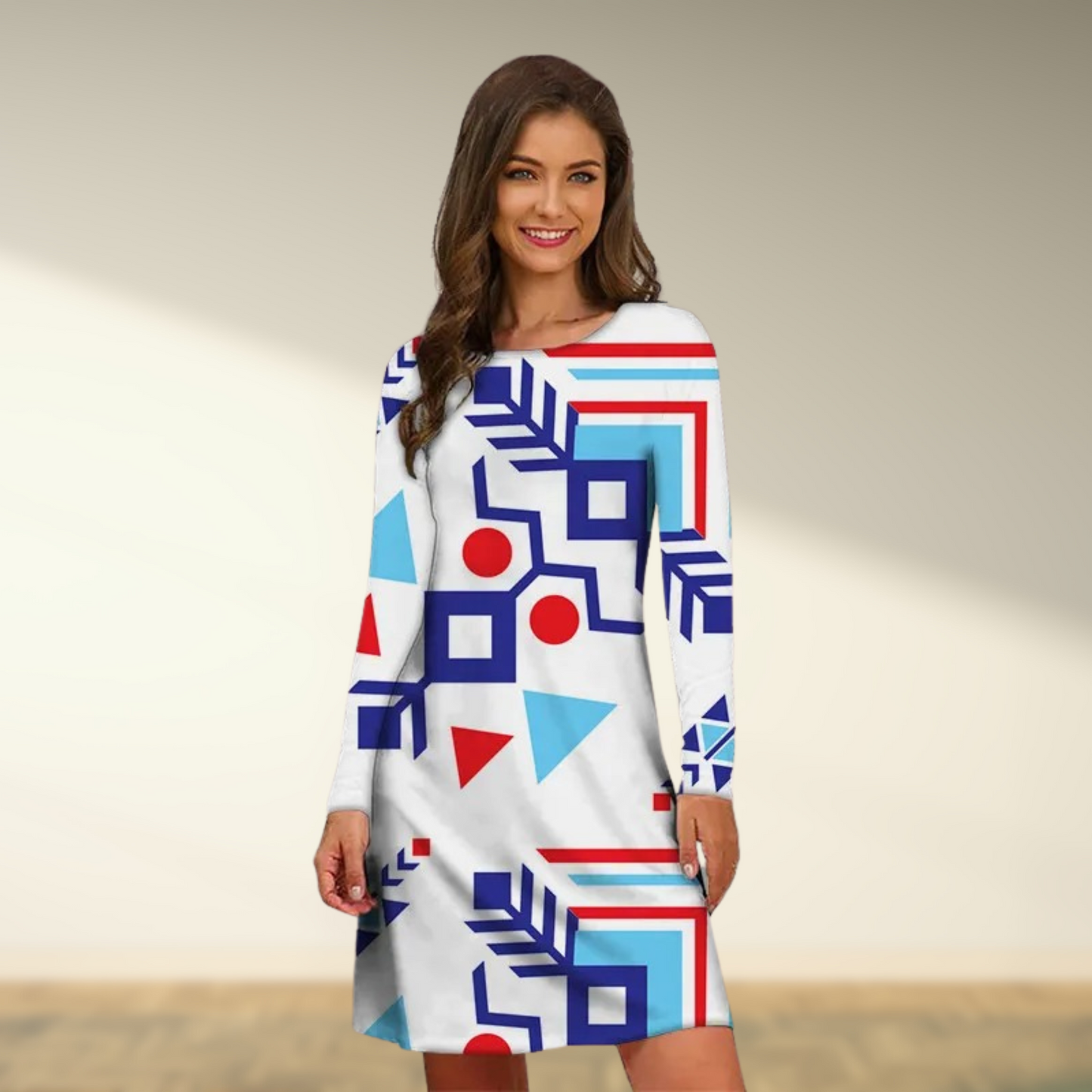 Retro Jurk Vrouw Lange Mouwen Vintage Stijl