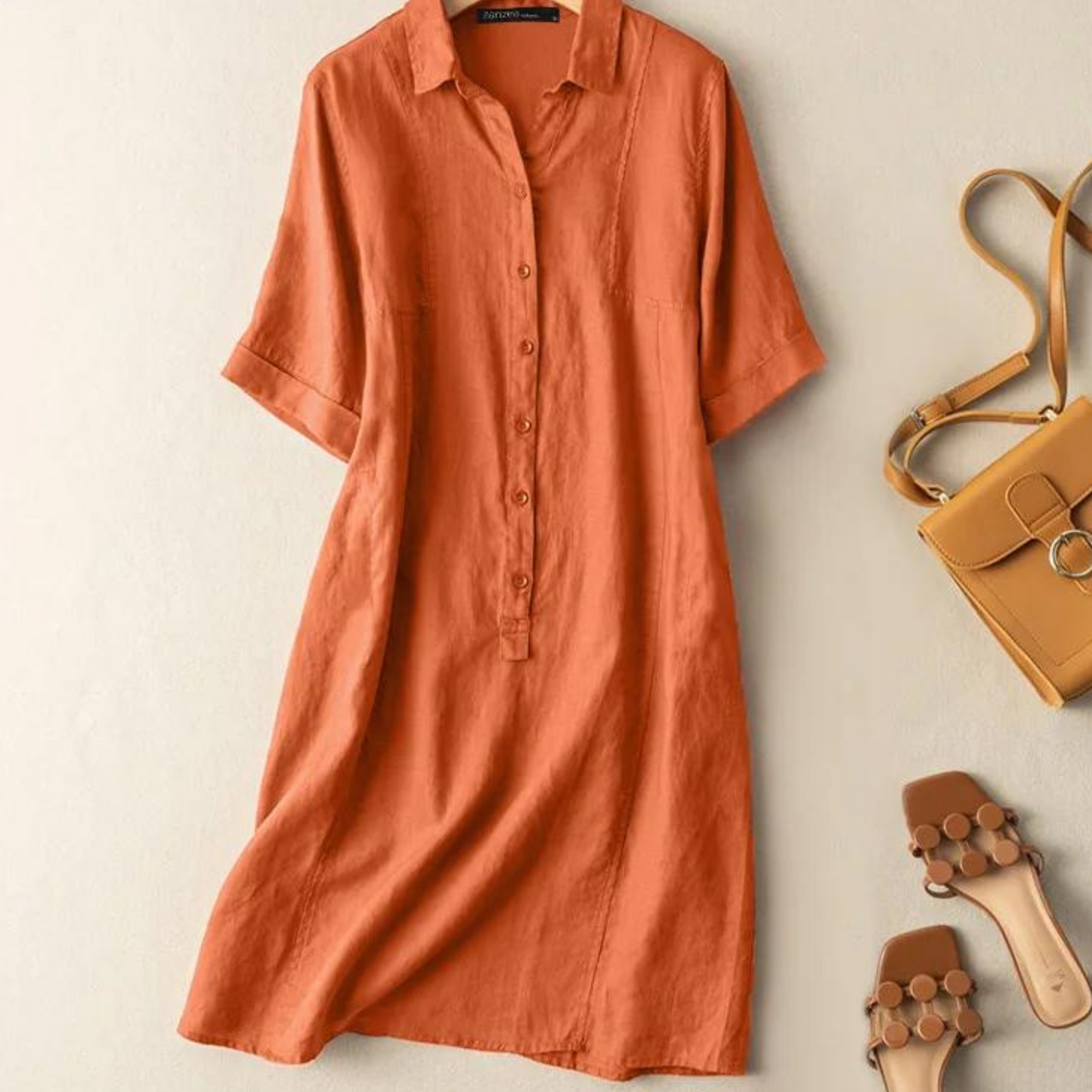 Vrouwelijke Zomerjurk Midi Jurk Casual Korte Mouw