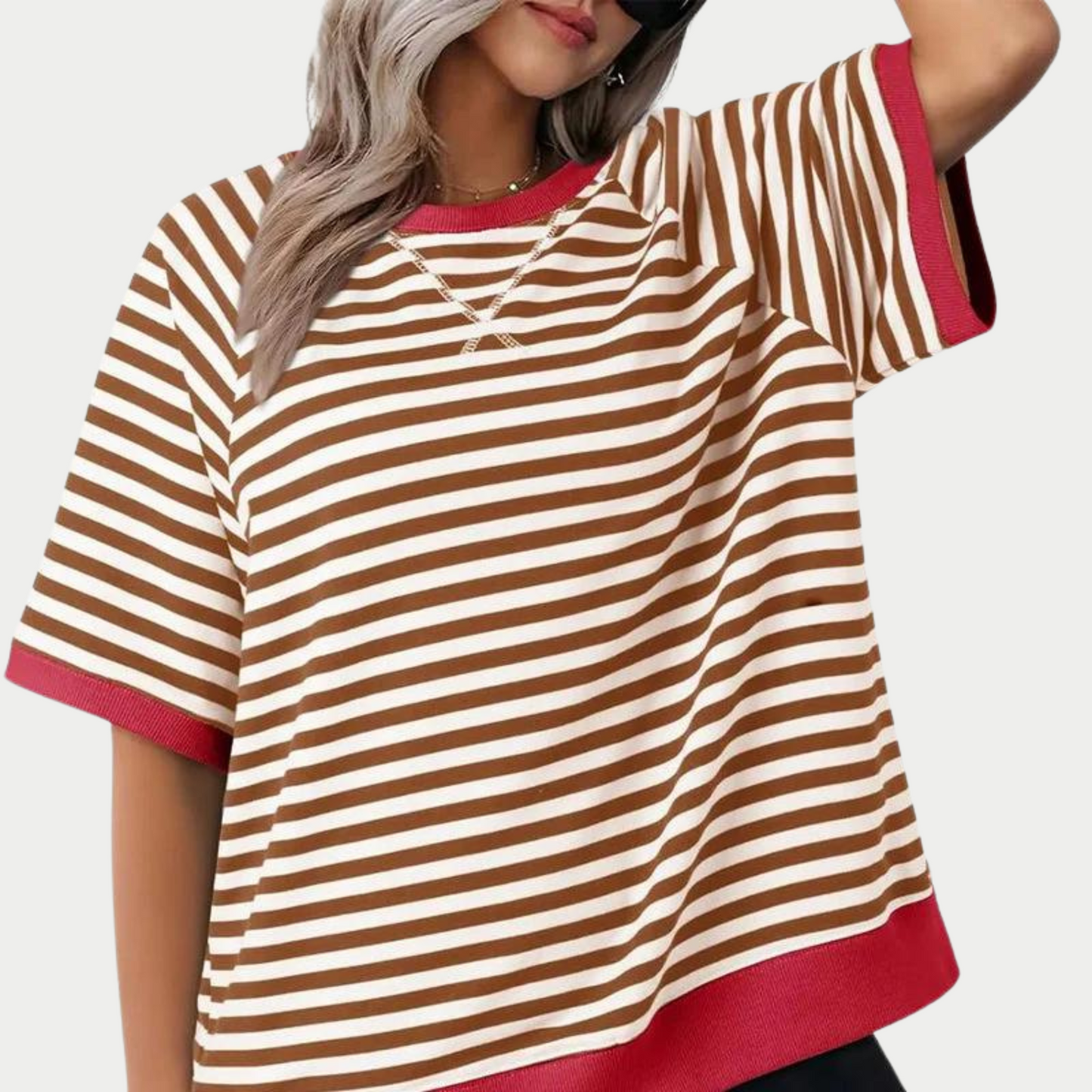 Vrouw T-shirt Streep Katoen Casual Mode