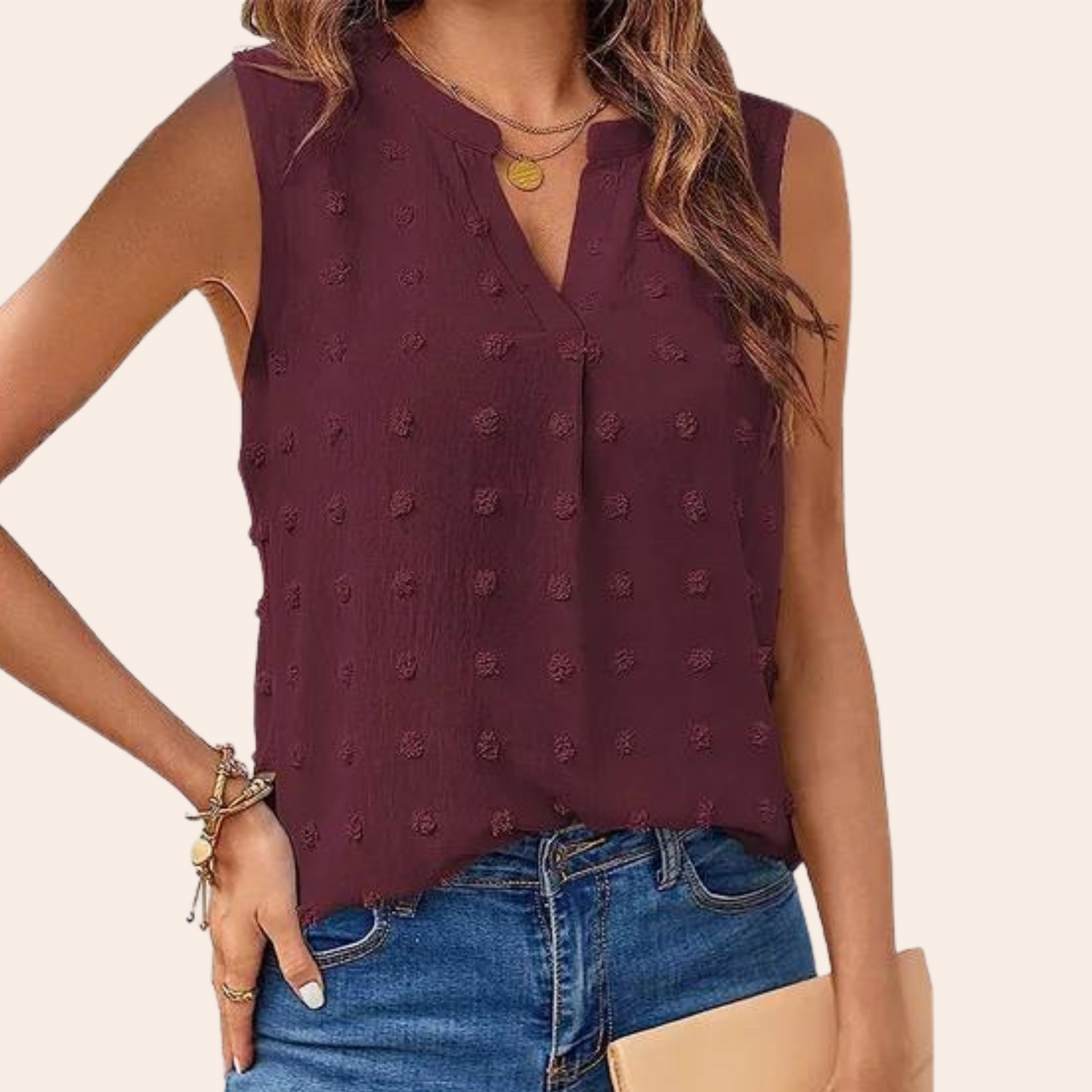 Vrouwelijke V-hals Top Celeste Stijl Elegante Kapsels