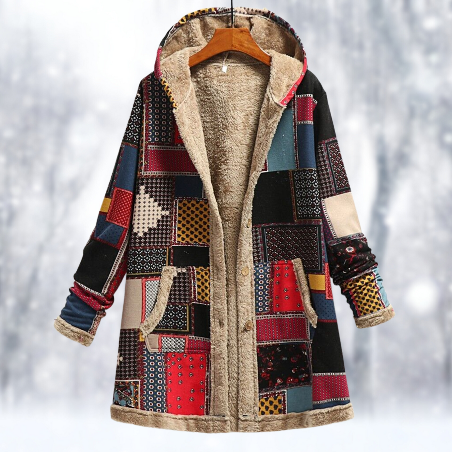 Dames Fleece Jas Warm met Capuchon Lange Mouw - StudioMarella