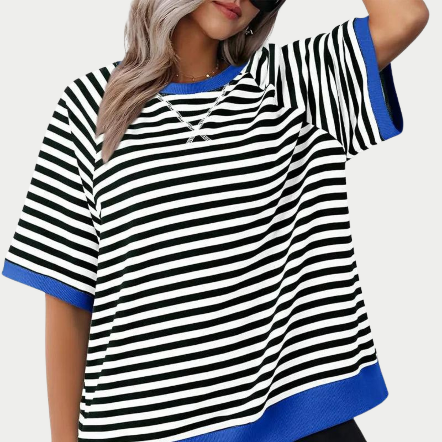 Vrouw T-shirt Streep Katoen Casual Mode - StudioMarella