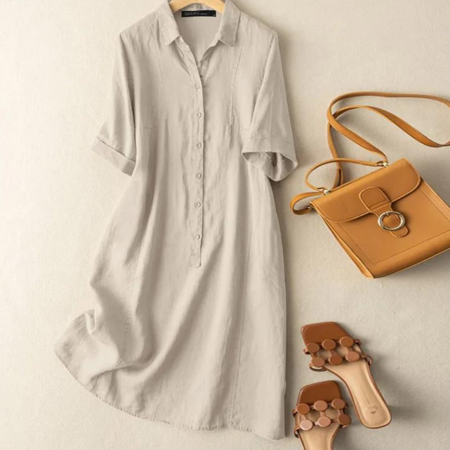 Vrouwelijke Zomerjurk Midi Jurk Casual Korte Mouw