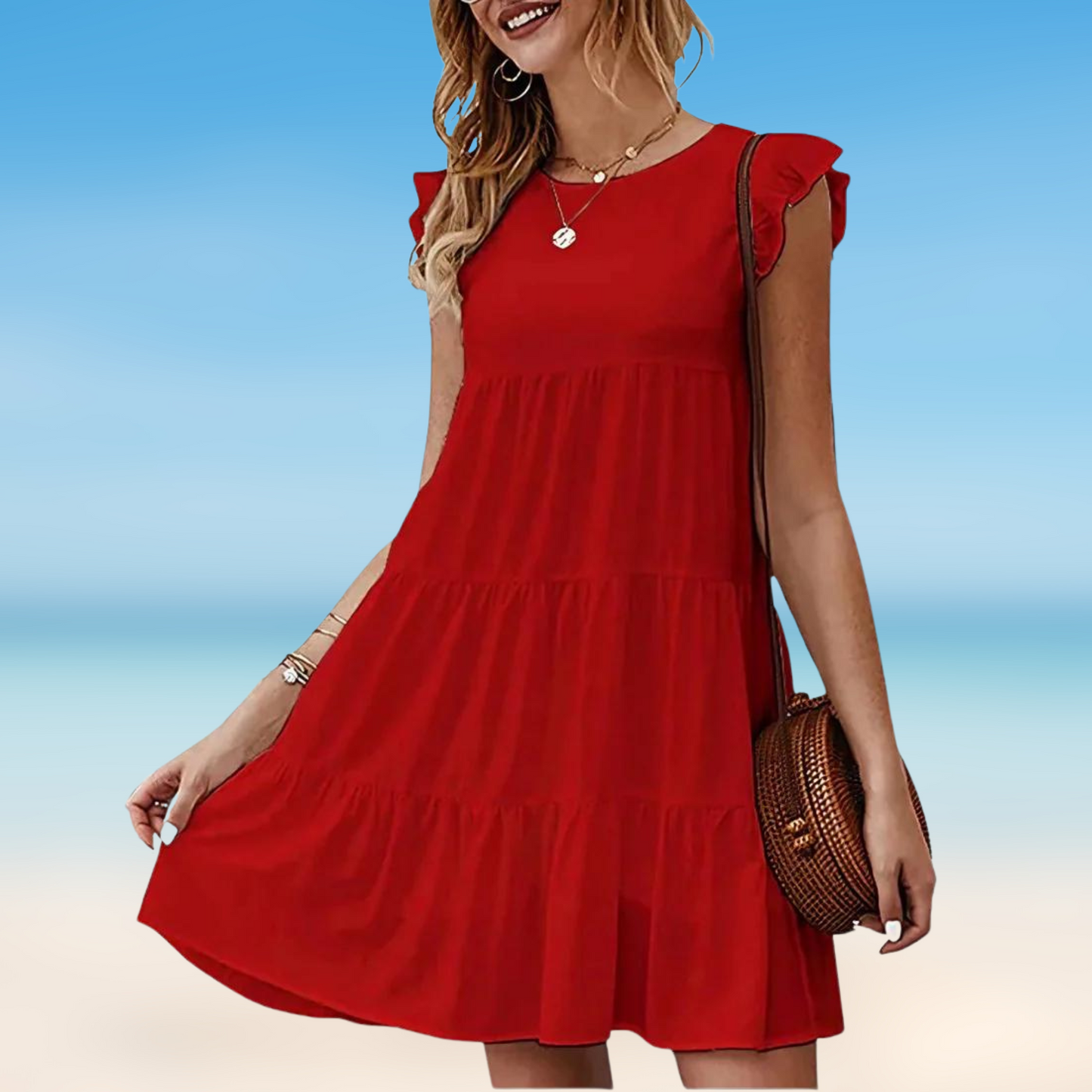 Korte Jurk voor Vrouw met Volants Elegante Mini Jurk