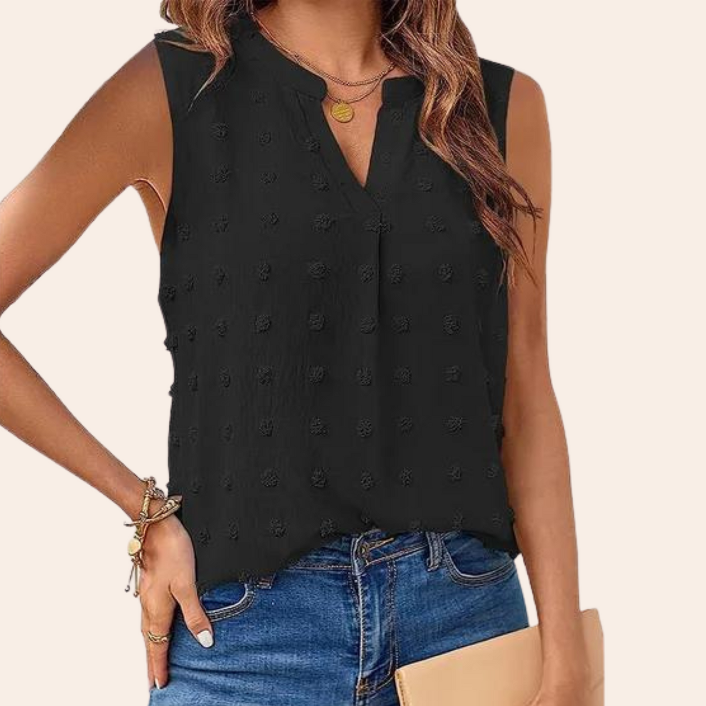 Vrouwelijke V-hals Top Celeste Stijl Elegante Kapsels