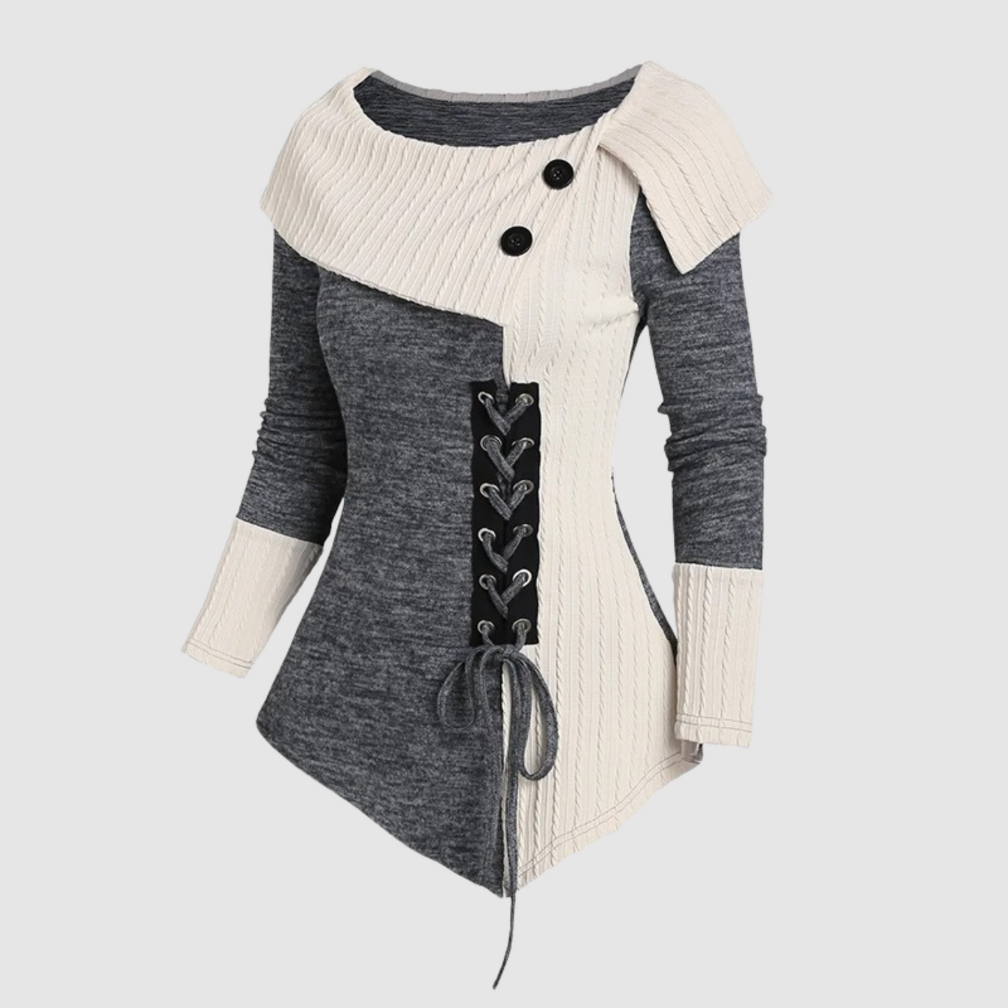 Vrouwelijke Wikkeltop met Vetersluiting Asymmetrisch Model - StudioMarella