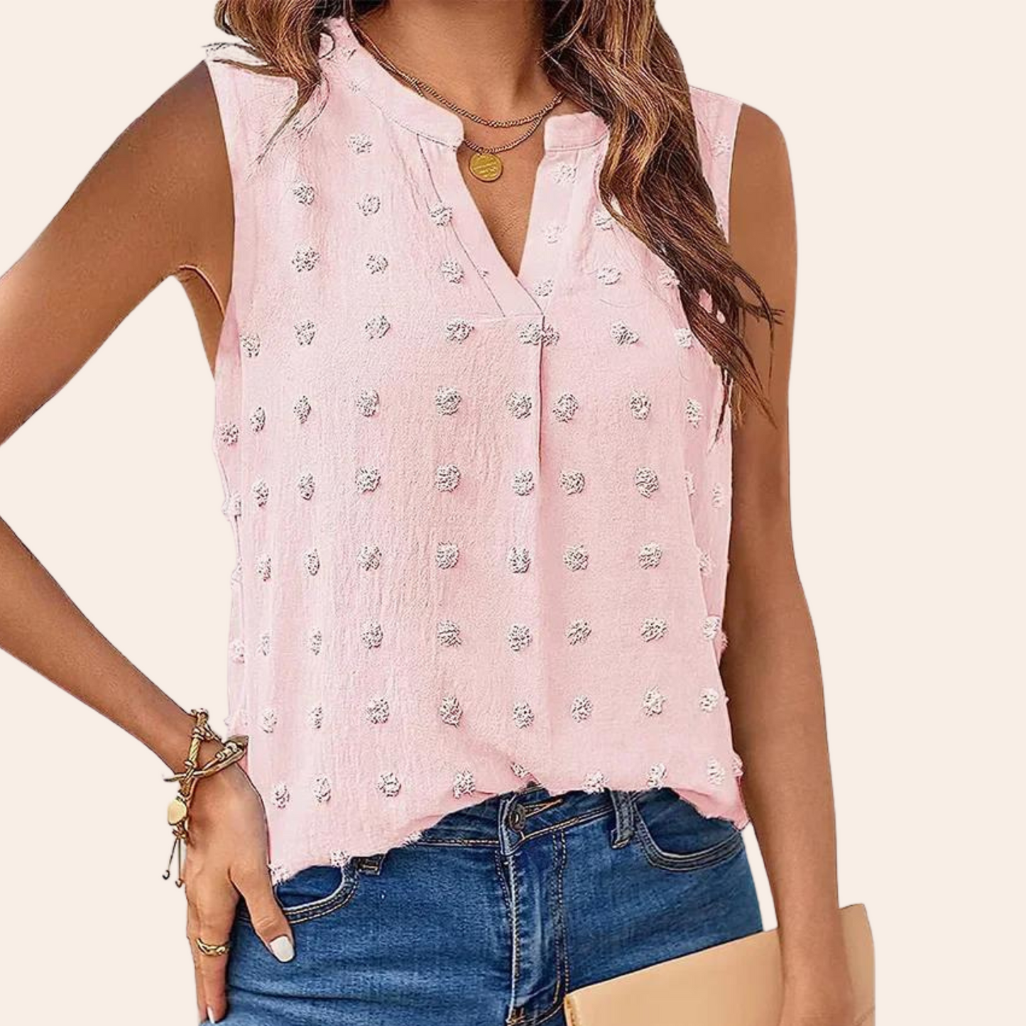 Vrouwelijke V-hals Top Celeste Stijl Elegante Kapsels