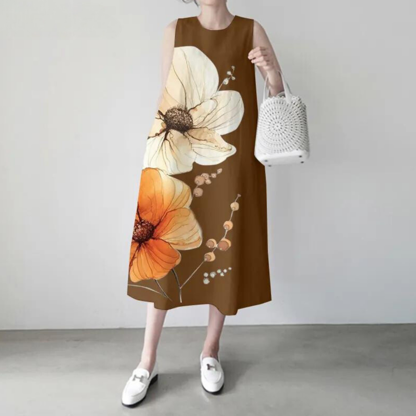 Vrouwelijke Zomerjurk Maxi Zonnejurk Elegant Lange Mouw