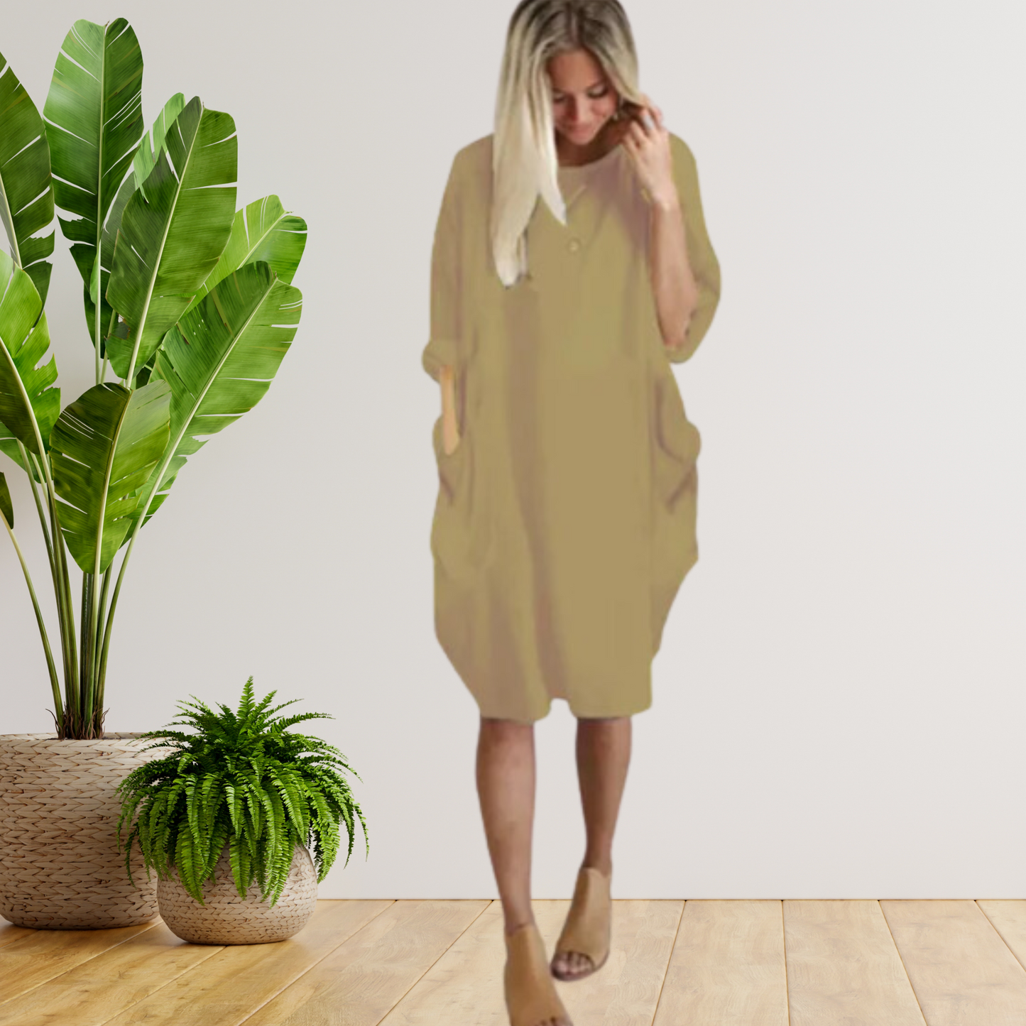 Lange Mouwen Zomerjurk voor Vrouwen Losse Zakjurk