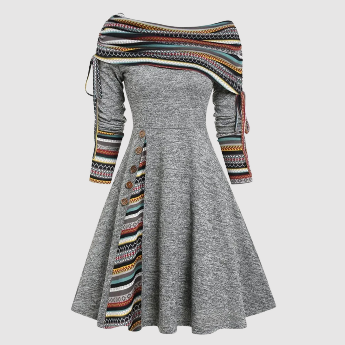 Vrouwelijke Off-Shoulder Jurk Lange Mouwen Wintercollectie - StudioMarella