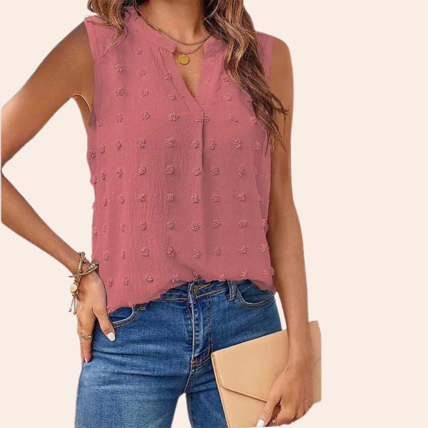 Vrouwelijke V-hals Top Celeste Stijl Elegante Kapsels