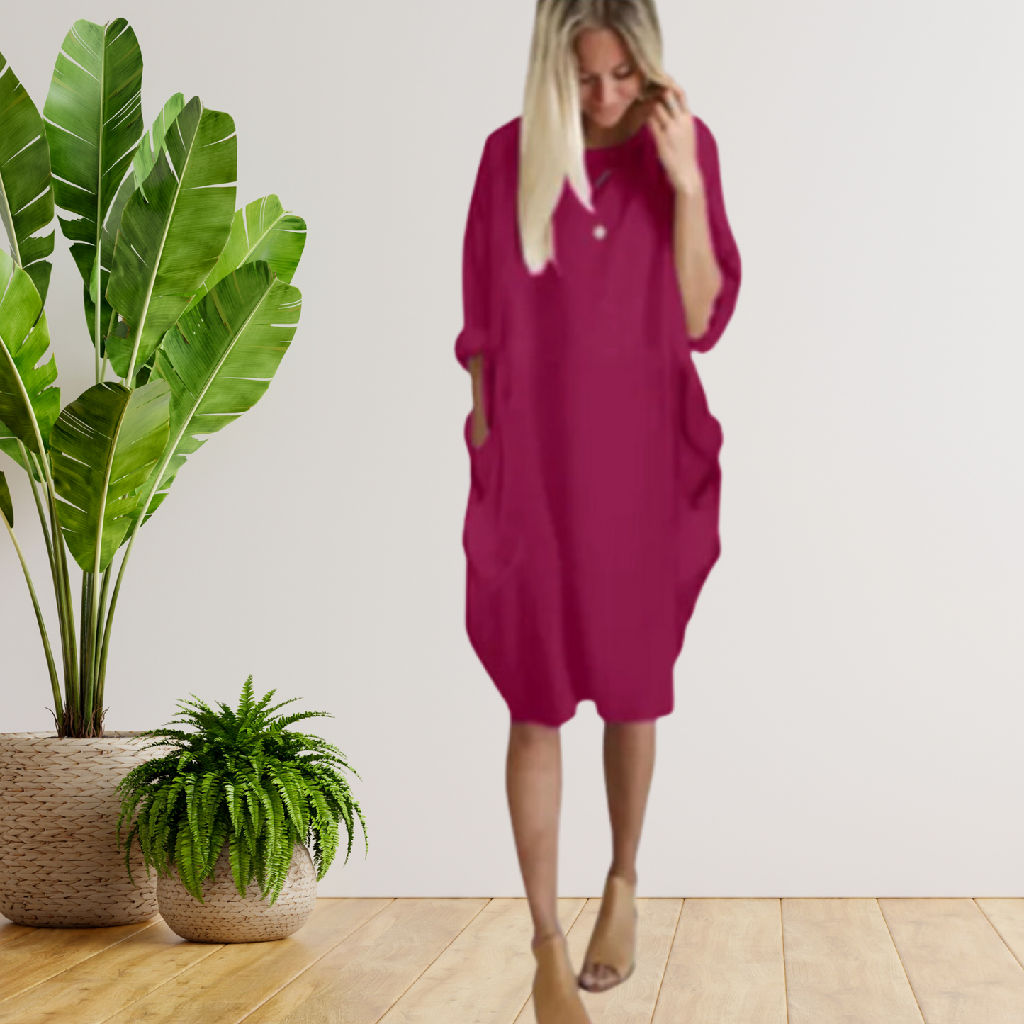 Lange Mouwen Zomerjurk voor Vrouwen Losse Zakjurk