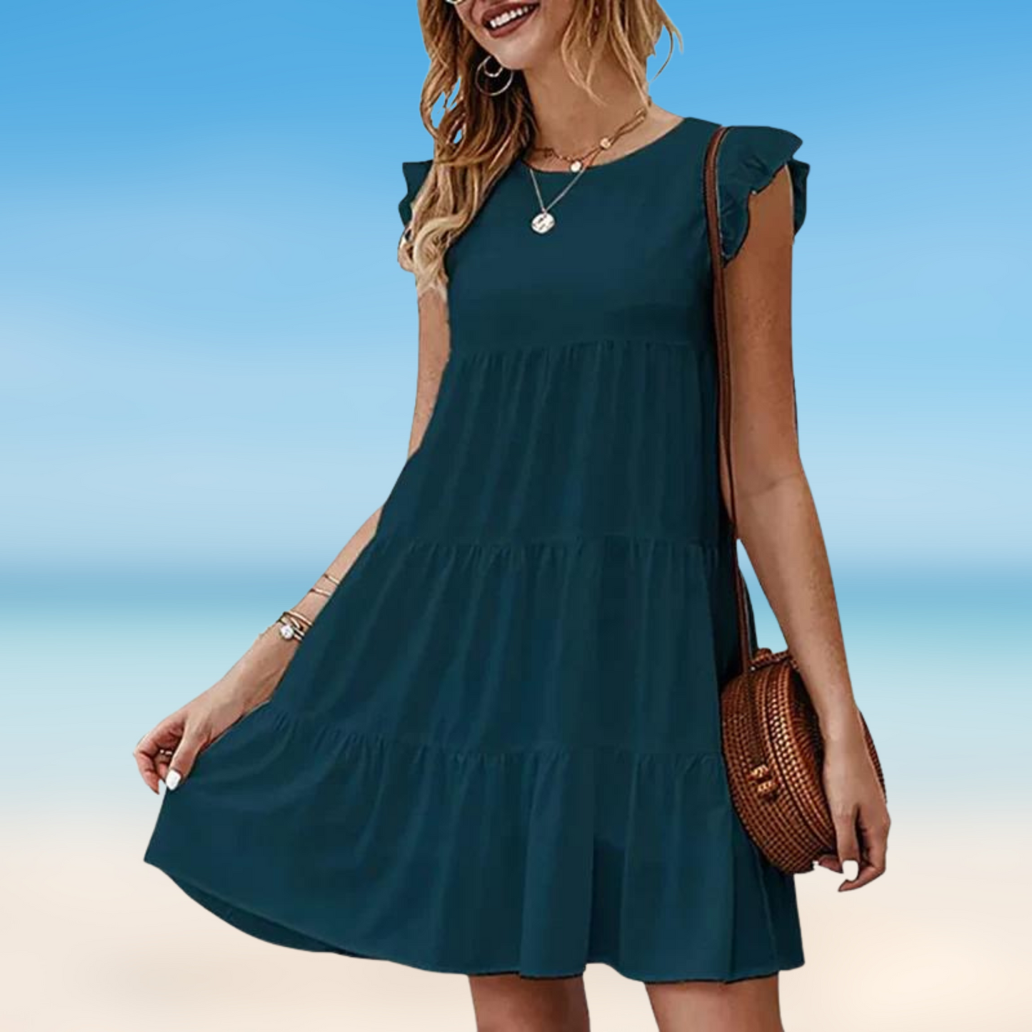 Korte Jurk voor Vrouw met Volants Elegante Mini Jurk