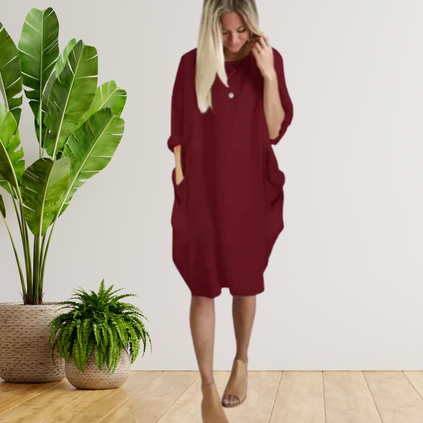 Lange Mouwen Zomerjurk voor Vrouwen Losse Zakjurk