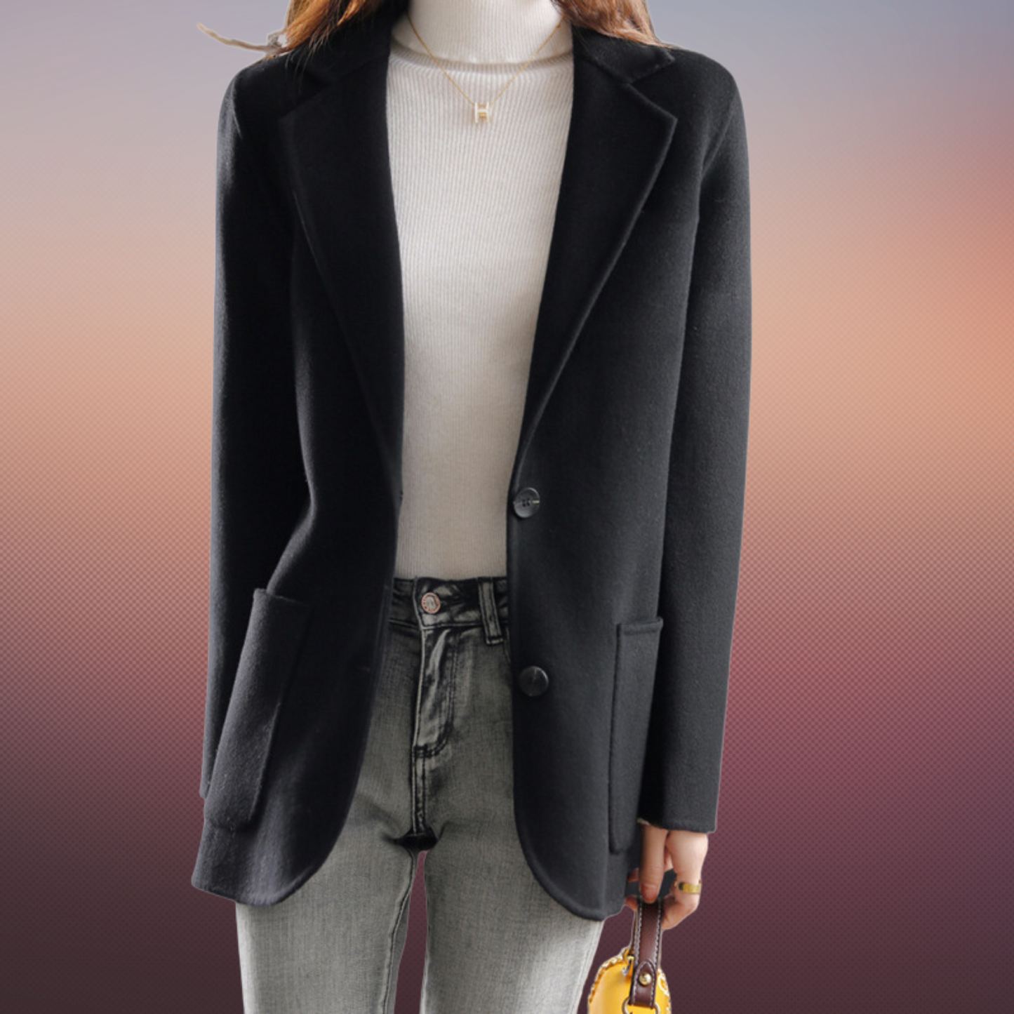 Dames Blazer Thick Tweed Herfst Winter Collectie → Dames Blazer Warme Tweed Jas voor Herfst en Winter
