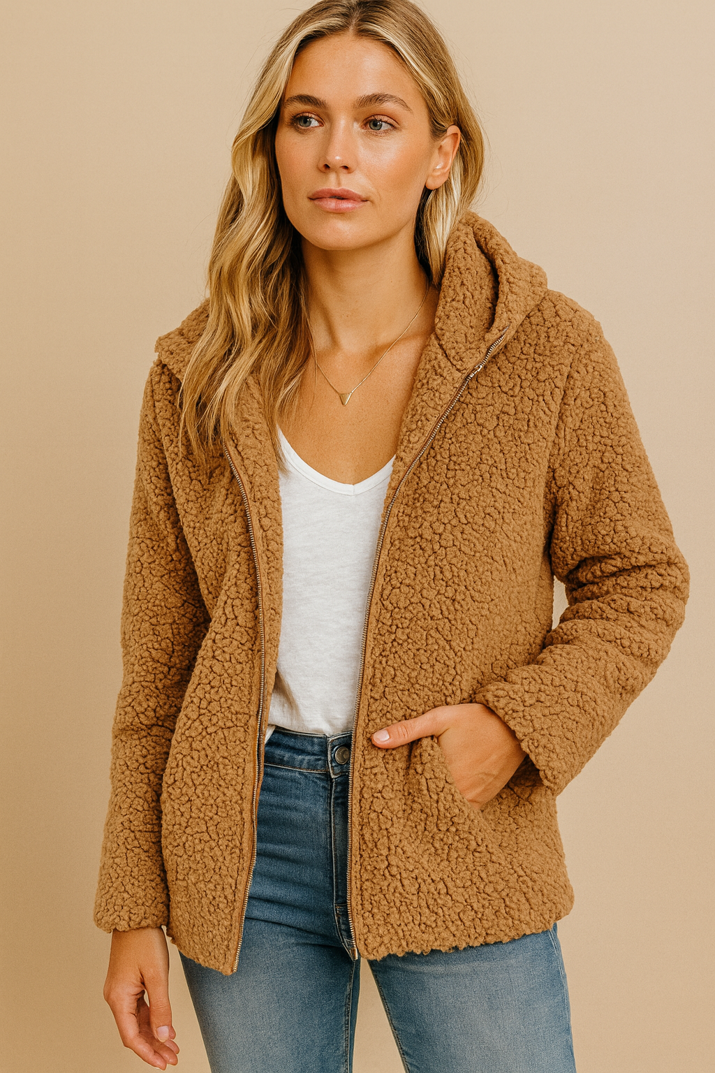 Dames Fleece Vest Teddy Soft Warm Met Capuchon