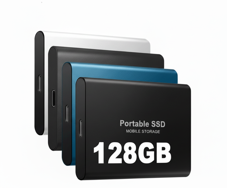 Draagbare SSD Externe Schijf 128GB met USB-C Snelle Datatransfer en Compact Design - Beschikbaar in Zwart, Blauw en Rood