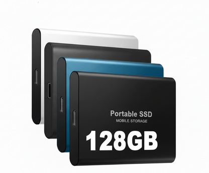 Draagbare SSD Externe Schijf 128GB met USB-C Snelle Datatransfer en Compact Design - Beschikbaar in Zwart, Blauw en Rood