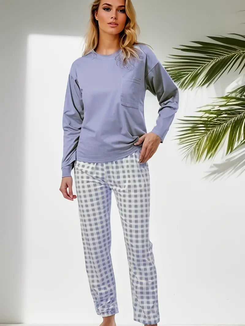 Vrouwen Pyjamaset Zachte Stof Stijlvolle Nachtset
