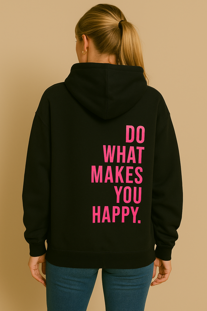 Dames Hoodie Happy Print Zacht en Ruimvallend