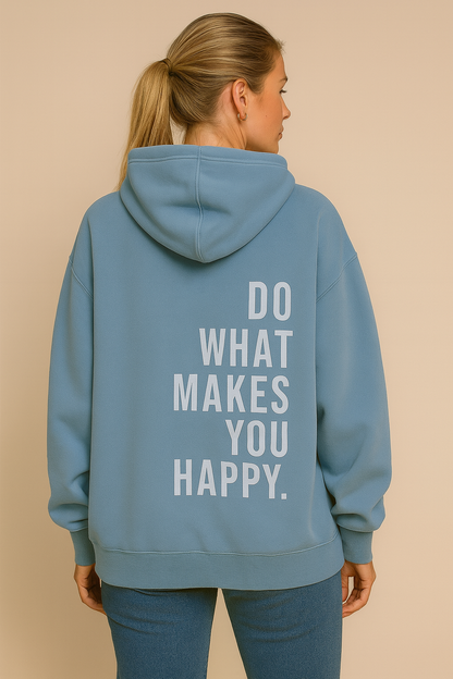 Dames Hoodie Happy Print Zacht en Ruimvallend