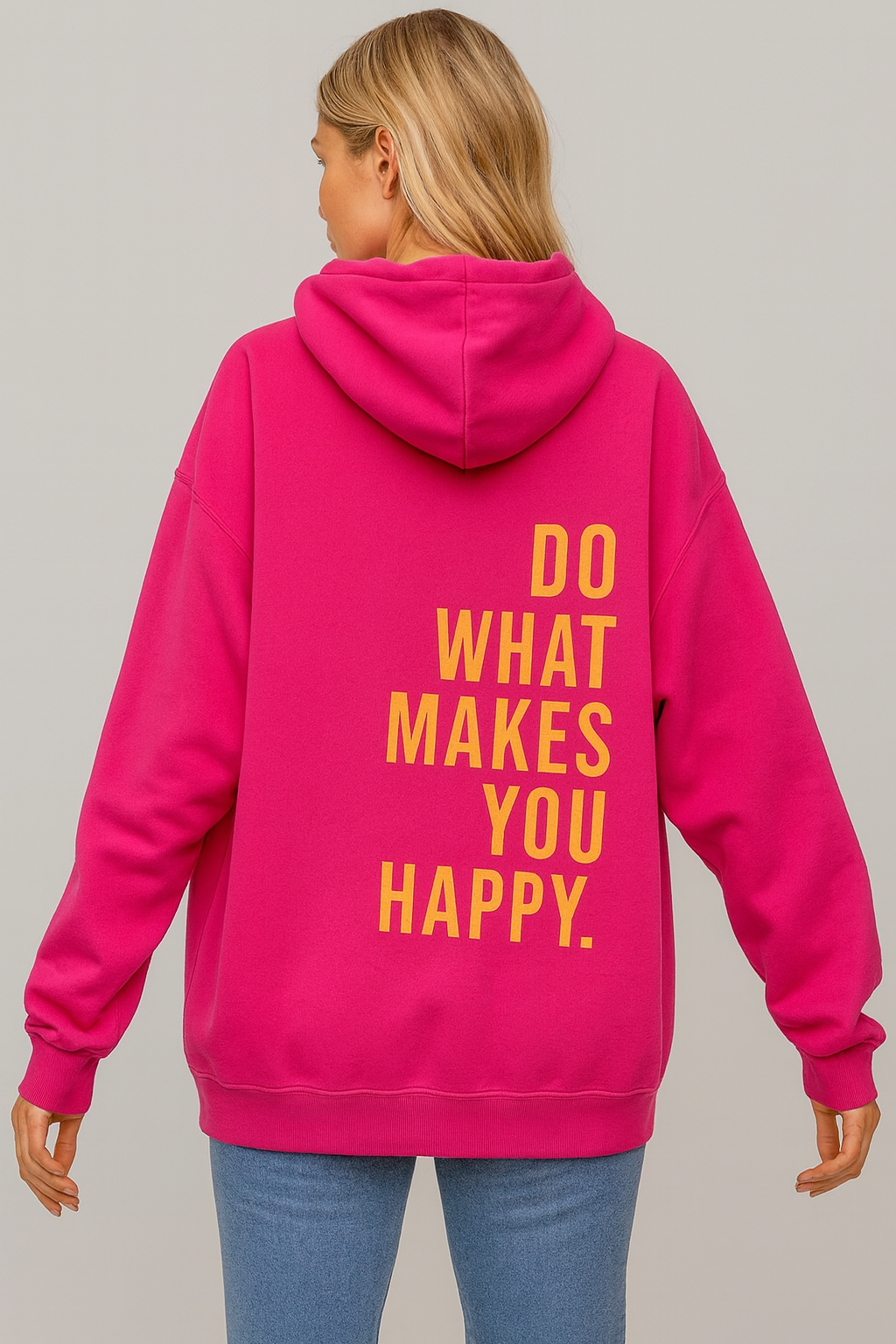 Dames Hoodie Happy Print Zacht en Ruimvallend