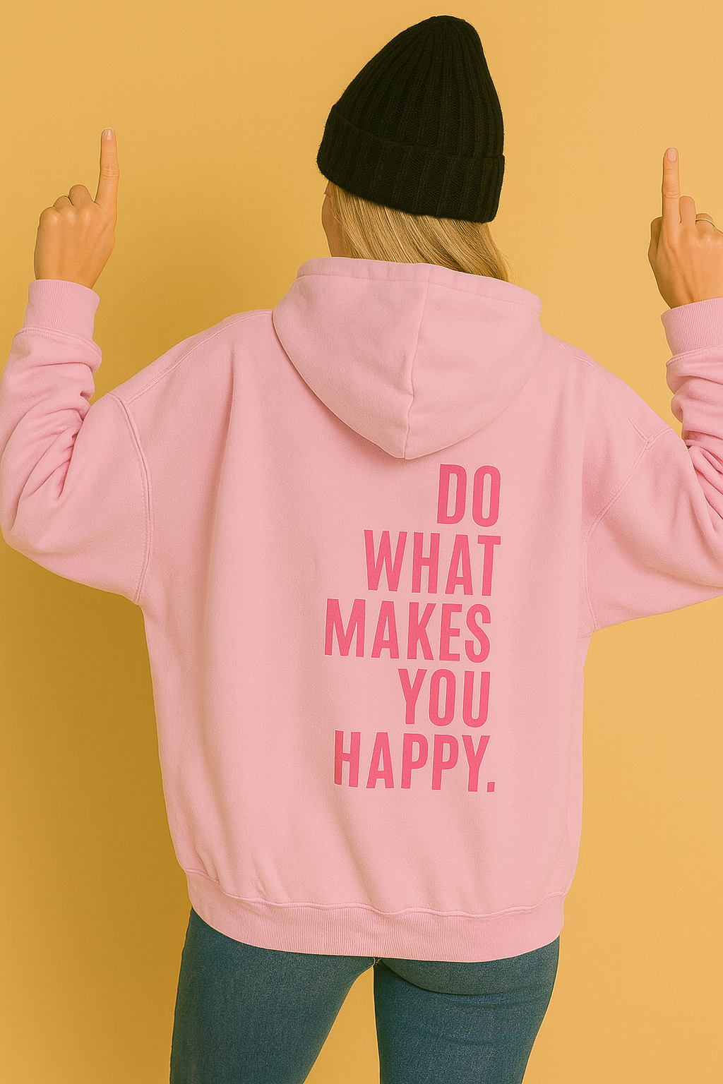 Dames Hoodie Happy Print Zacht en Ruimvallend
