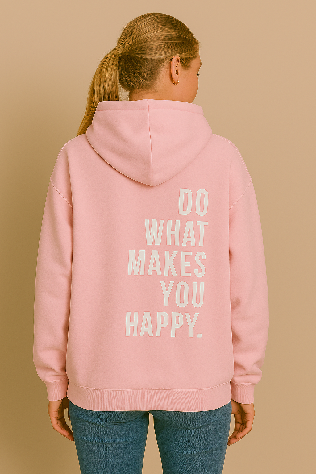 Dames Hoodie Happy Print Zacht en Ruimvallend