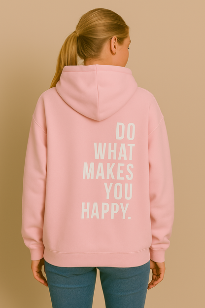 Dames Hoodie Happy Print Zacht en Ruimvallend