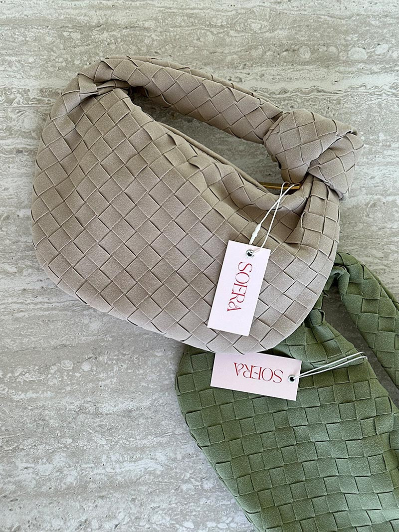 Suède Mini-Tas Gevlochten Stijl Ilyse Look