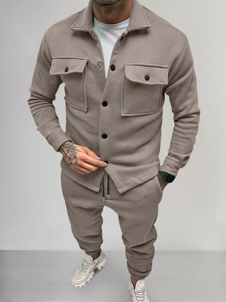 Herenset Suède Look Jasje en Broek