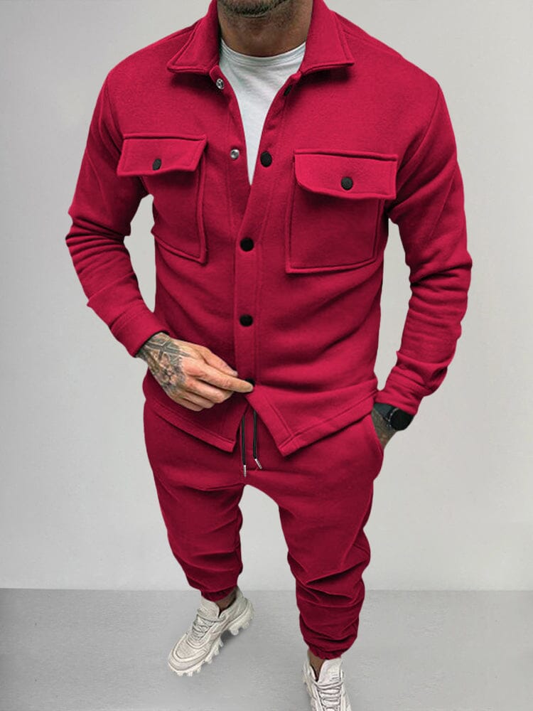Herenset Suède Look Jasje en Broek