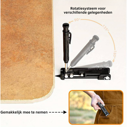 Modulaire Markeertool voor Precisie | Gereedschap voor Timmerman Doe-het-zelver Bouw en Klussen | Aluminium Meetinstrument Meetliniaal