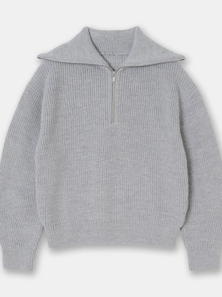 Dames Trui Wijd Met Turtleneck En Gestreepte Details