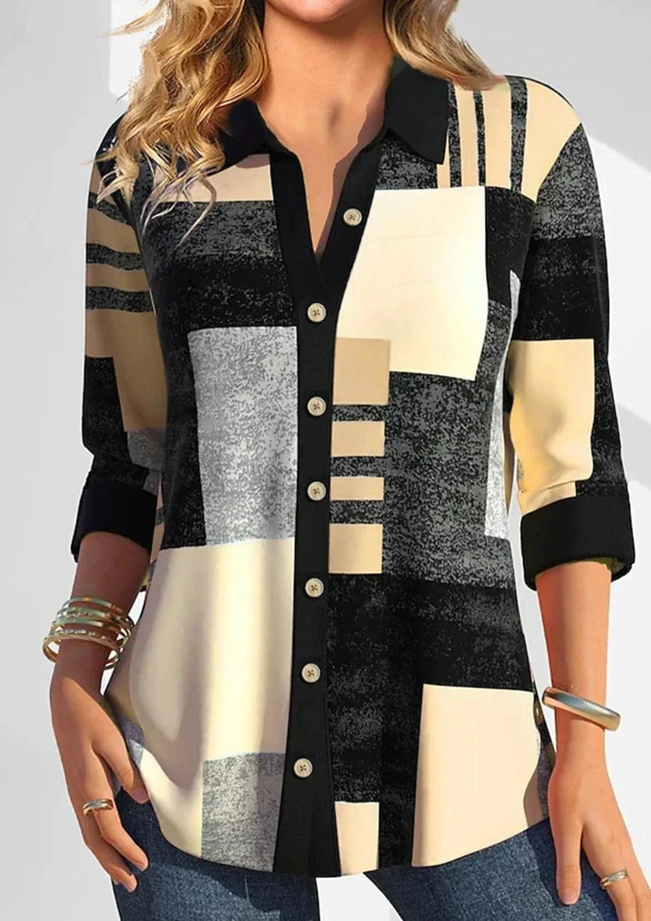Vrouwelijke Blouse Geruit Casual Dagelijks