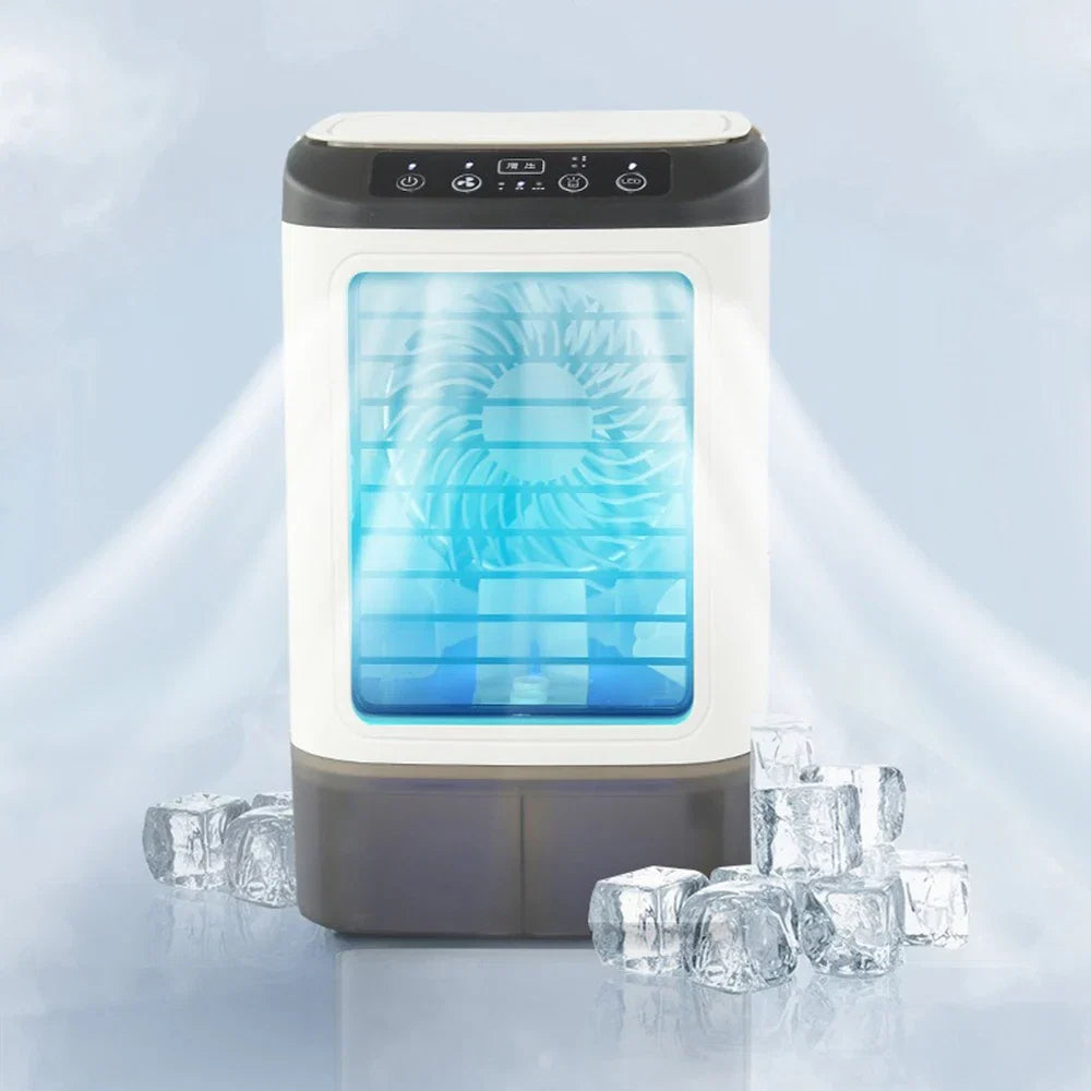 Mobiele Aircooler met Waterreservoir 900ml – Mini Luchtkoeler met Verneveling & LED – 3 Standen – Draagbare Airco voor Slaapkamer & Bureau