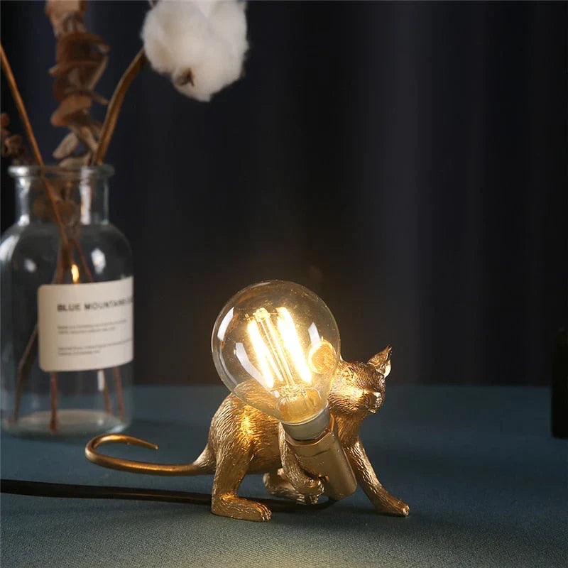 Decoratieve Muizenlamp Hars LED Verlichting Zittend of Liggend Wit Goud Zwart Tafel- en Nachtkastlamp voor Woonkamer Slaapkamer Kinderkamer