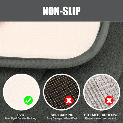 Fluwelen Memory Foam Badmatten Set van 3 Stuks – Waterabsorberend Antislip Badkamertapijt met Zachte Badmat voor Toilet en Douche