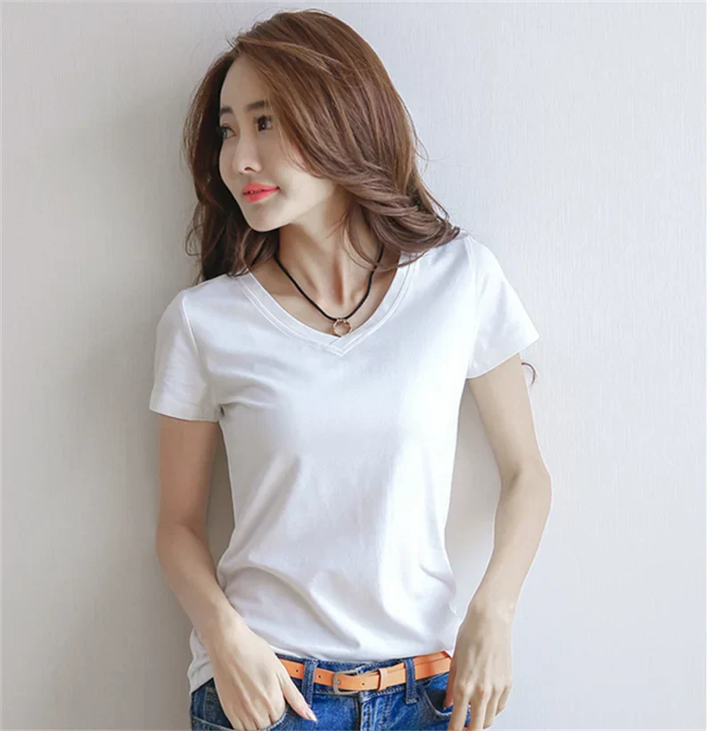V-hals T-shirt Zomers Comfortabel Dame