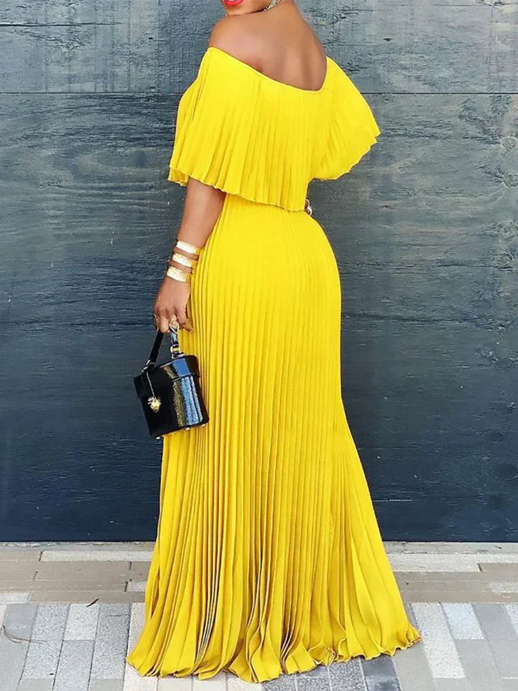 Jurk Off-the-Shoulder Geplooid Avondjurk voor Vrouw