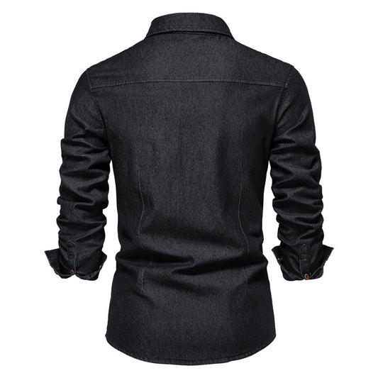 Heren Overhemd Blauwe Denim Casual Kwaliteit - StudioMarella