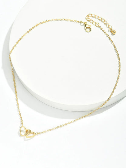 Ketting Hartjes Dubbele Zilverkleurige Halsketting