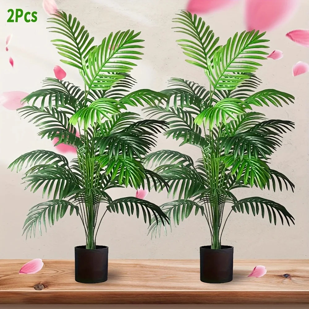 Kunstplant Areca Palm 90cm 24 Bladeren Buiten Binnen Woonkamer Slaapkamer Nep Palm Decoratieve Kunstboom Set van 2