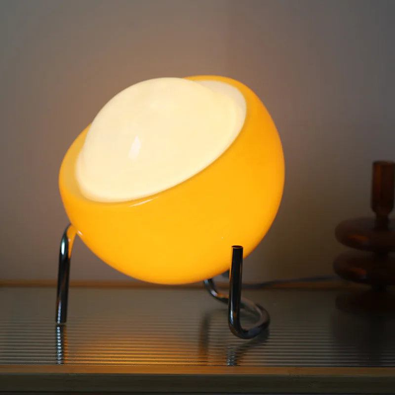 Glazen Bolvormige Tafellamp LED Oranje Retro Slaapkamer Woonkamer Nachtkastje Bureaulamp Bauhaus Nordic Sfeerverlichting Decoratief