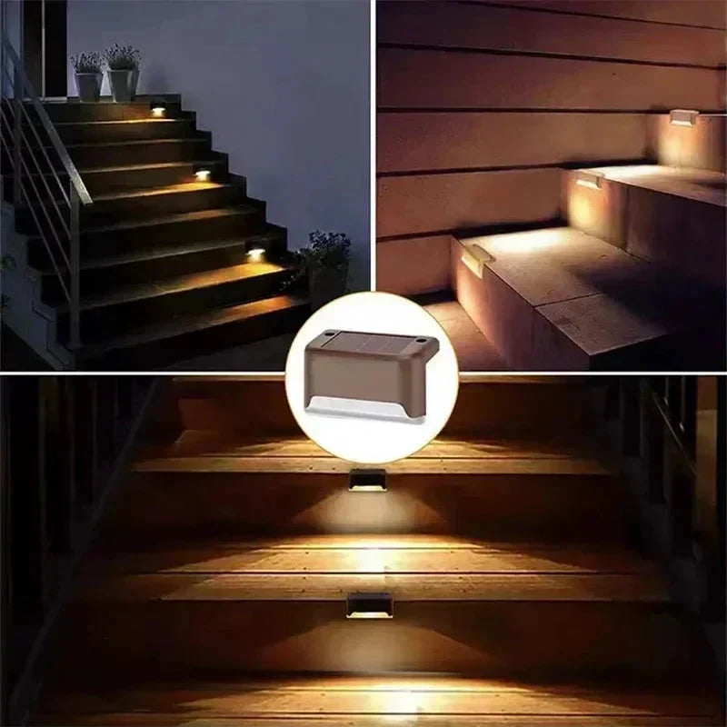 Zonnetuinlampjes Set 8 Stuks Trapverlichting Automatisch Warm of Koud Licht LED 0,5W PVC Waterdicht voor Trappen Terrassen Tuinpaden Zonne-energie Draadloos Schemeringssensor