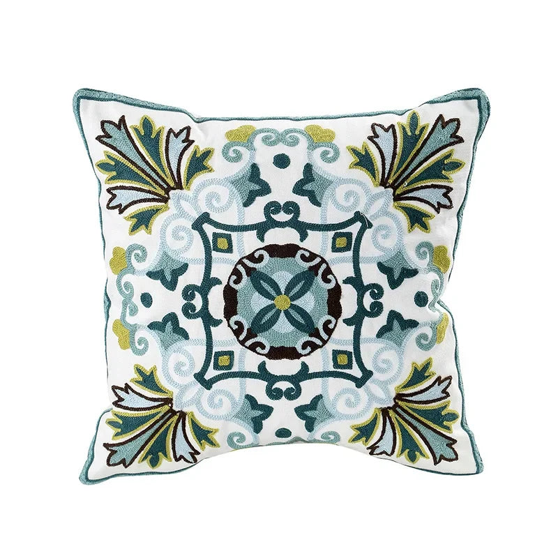 Kussenhoes 45x45cm Katoen Canvas Geborduurd Bloemen Wit Sierkussenhoes Bank Slaapkamer Landelijke Stijl Decoratief