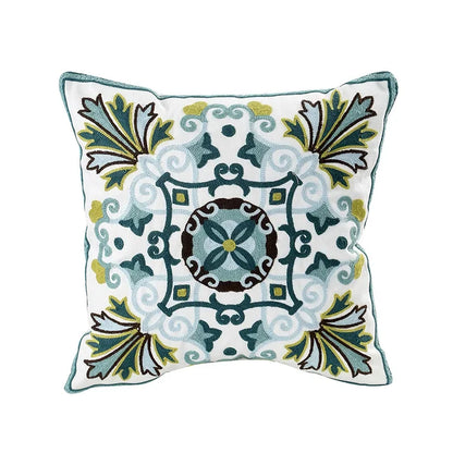 Kussenhoes 45x45cm Katoen Canvas Geborduurd Bloemen Wit Sierkussenhoes Bank Slaapkamer Landelijke Stijl Decoratief