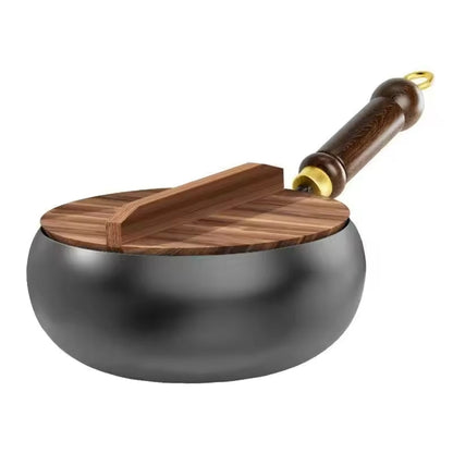 Gietijzeren Wokpan Met Deksel Zwart Oven Geschikt 24cm